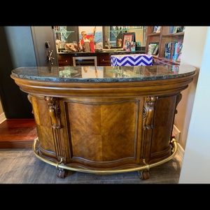 Rolling bar with marble top. Antique.